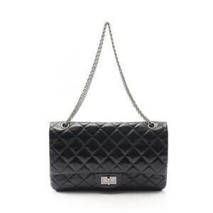 Chanel Matelasse Maxi Double Flap Shoulder Bag Leather Black